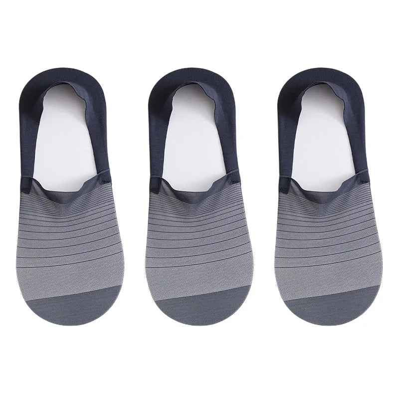 Mens Ultra-Thin Invisible Boat Socks - Non-Slip Breathable Summer 3-Pair Pack - ZOOMNSTORE