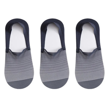 Mens Ultra-Thin Invisible Boat Socks - Non-Slip Breathable Summer 3-Pair Pack - ZOOMNSTORE