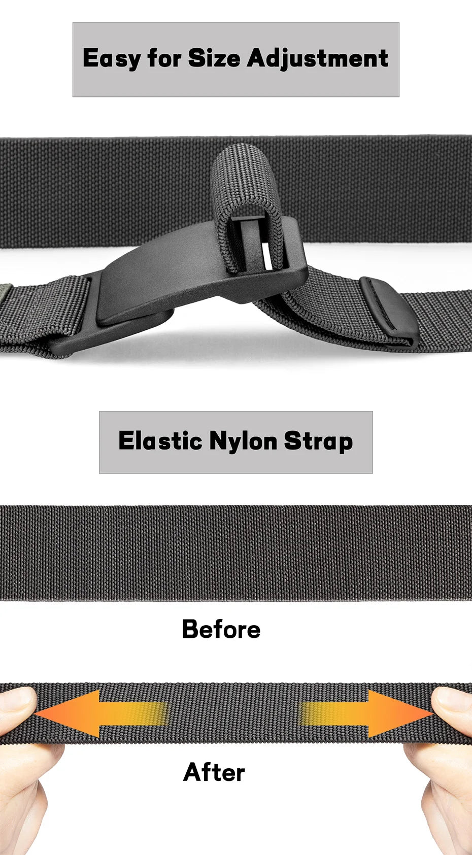 Men's Nylon Belt Large Size – Adjustable Work Belt No Holes With Plastic Buckle - ZOOMNSTORE