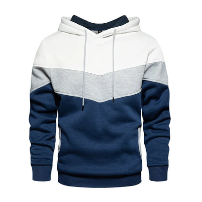 Men's Patchwork Hoodie – Casual Outdoor Fleece Pullover With Thermal Hooded Coat - ZOOMNSTORE