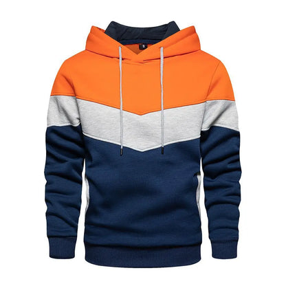 Men's Patchwork Hoodie – Casual Outdoor Fleece Pullover With Thermal Hooded Coat - ZOOMNSTORE