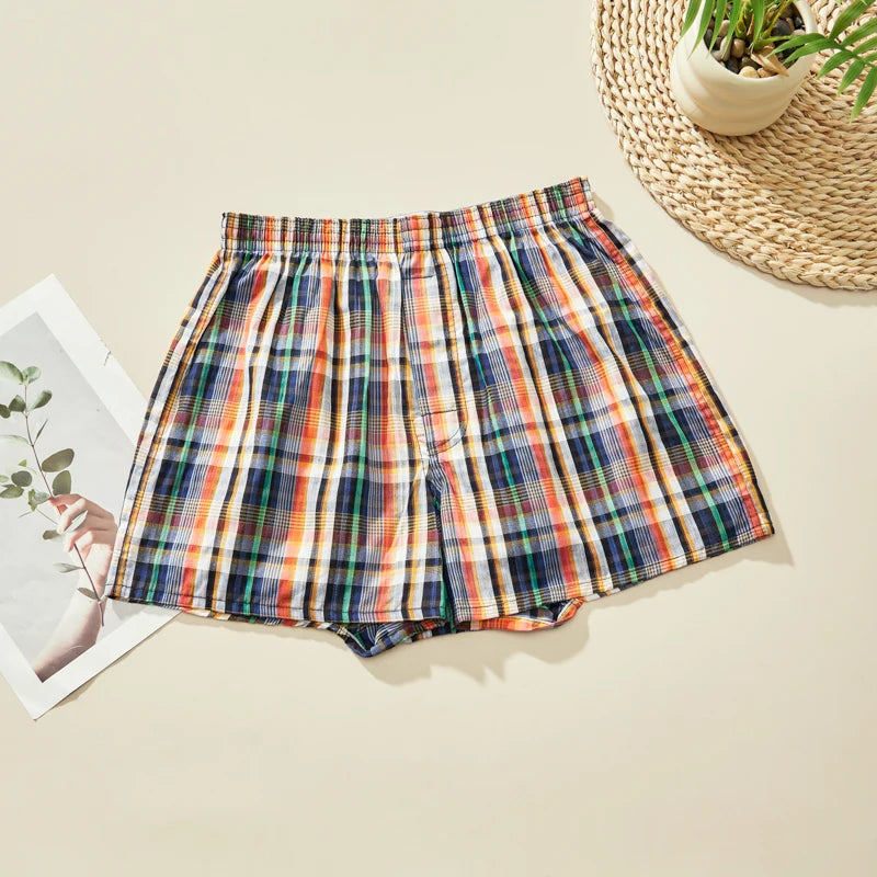 Men's Plaid Boxer Shorts - 4 Pack Cotton Breathable Comfortable Boxers - ZOOMNSTORE
