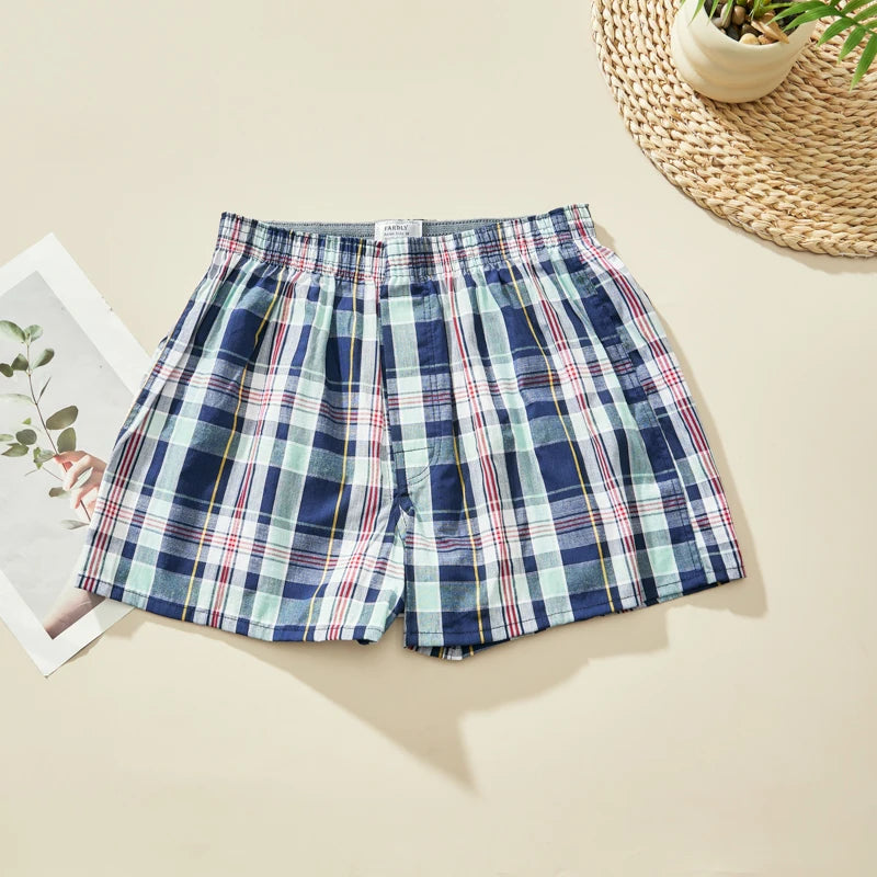 Men's Plaid Boxer Shorts - 4 Pack Cotton Breathable Comfortable Boxers - ZOOMNSTORE