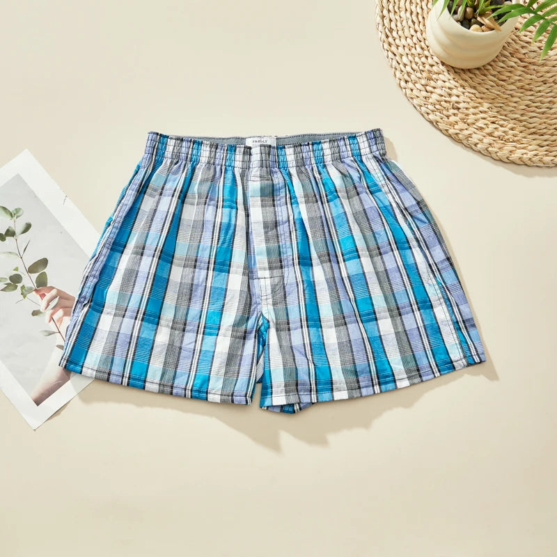 Men's Plaid Boxer Shorts - 4 Pack Cotton Breathable Comfortable Boxers - ZOOMNSTORE