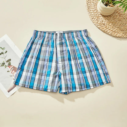 Men's Plaid Boxer Shorts - 4 Pack Cotton Breathable Comfortable Boxers - ZOOMNSTORE