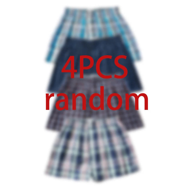 Men's Plaid Boxer Shorts - 4 Pack Cotton Breathable Comfortable Boxers - ZOOMNSTORE