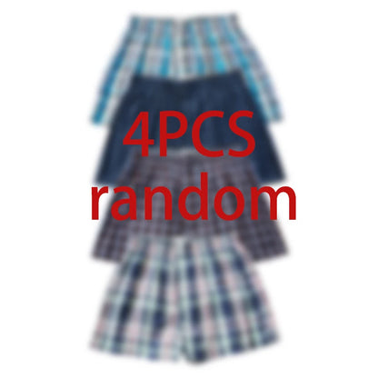 Men's Plaid Boxer Shorts - 4 Pack Cotton Breathable Comfortable Boxers - ZOOMNSTORE
