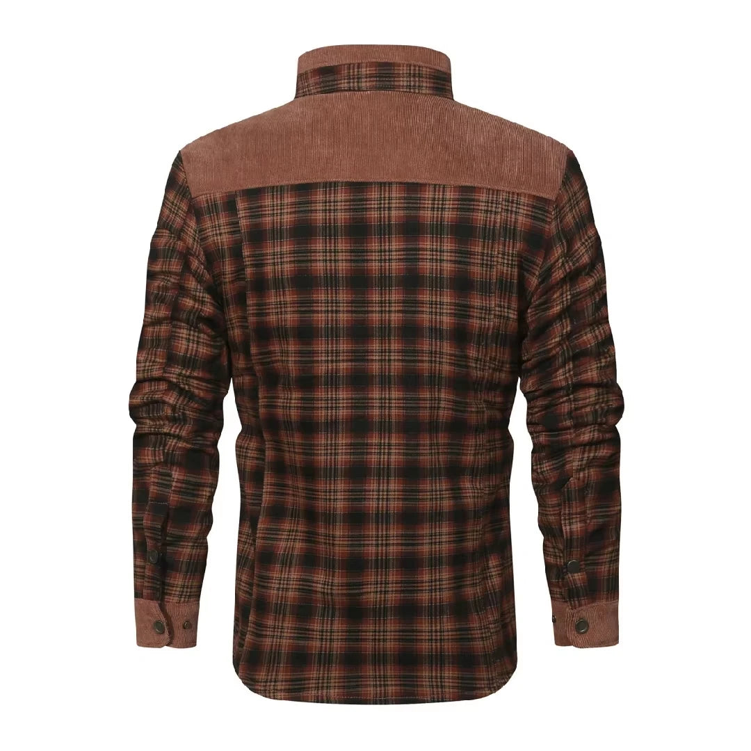 Men's Plaid Sherpa Jacket – Warm Winter Bomber Coat With Cozy Lining - ZOOMNSTORE