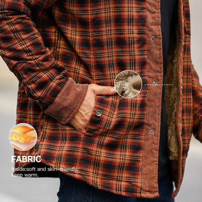 Men's Plaid Sherpa Jacket – Warm Winter Bomber Coat With Cozy Lining - ZOOMNSTORE