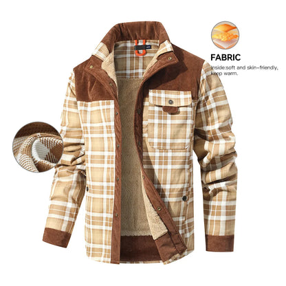 Men's Plaid Sherpa Jacket – Warm Winter Bomber Coat With Cozy Lining - ZOOMNSTORE