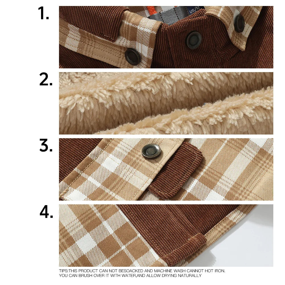 Men's Plaid Sherpa Jacket – Warm Winter Bomber Coat With Cozy Lining - ZOOMNSTORE