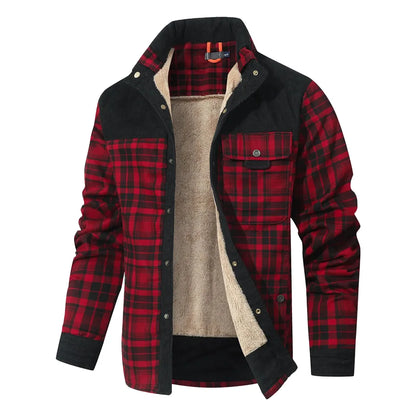 Men's Plaid Sherpa Jacket – Warm Winter Bomber Coat With Cozy Lining - ZOOMNSTORE