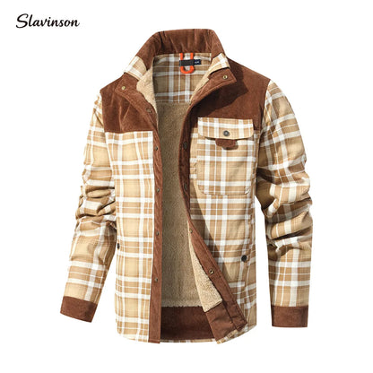 Men's Plaid Sherpa Jacket – Warm Winter Bomber Coat With Cozy Lining - ZOOMNSTORE