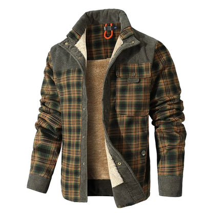 Men's Plaid Sherpa Jacket – Warm Winter Bomber Coat With Cozy Lining - ZOOMNSTORE