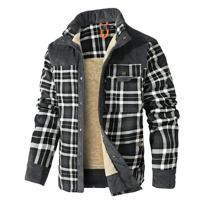 Men's Plaid Sherpa Jacket – Warm Winter Bomber Coat With Cozy Lining - ZOOMNSTORE