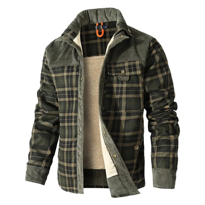 Men's Plaid Sherpa Jacket – Warm Winter Bomber Coat With Cozy Lining - ZOOMNSTORE
