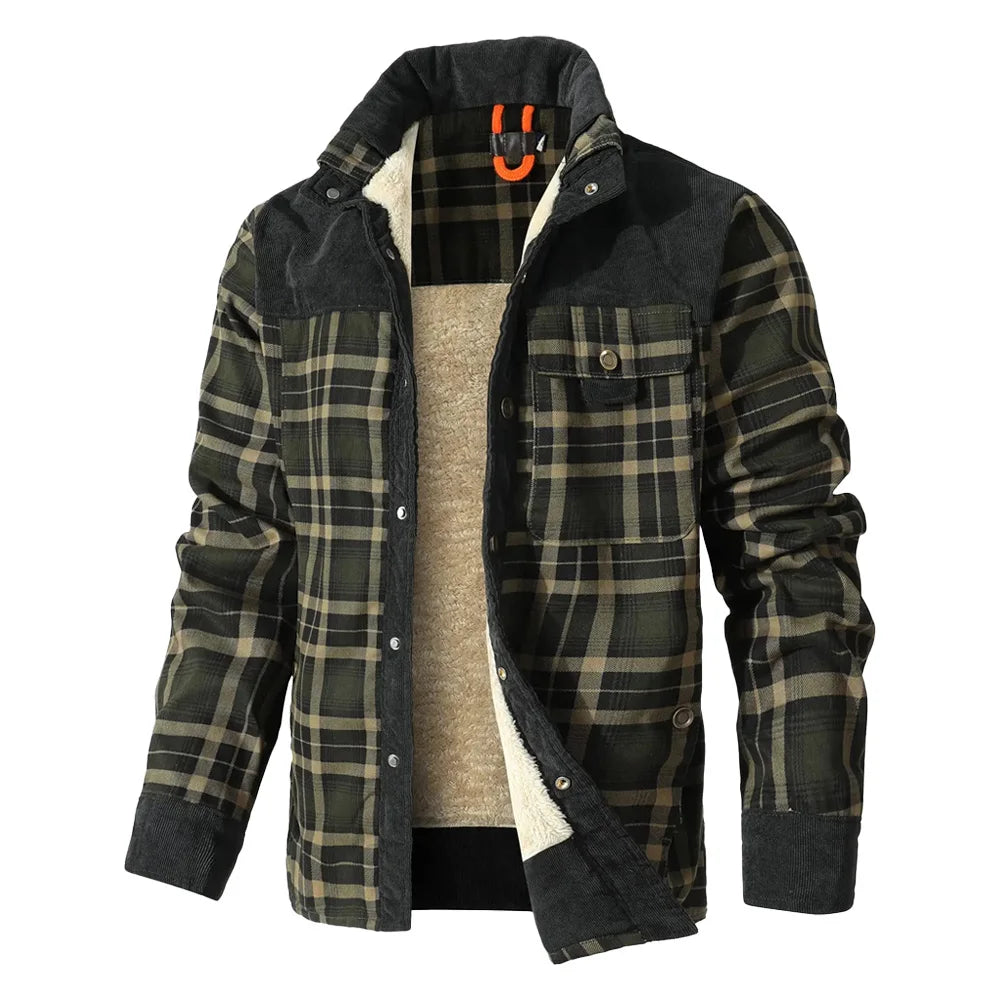 Men's Plaid Sherpa Jacket – Warm Winter Bomber Coat With Cozy Lining - ZOOMNSTORE