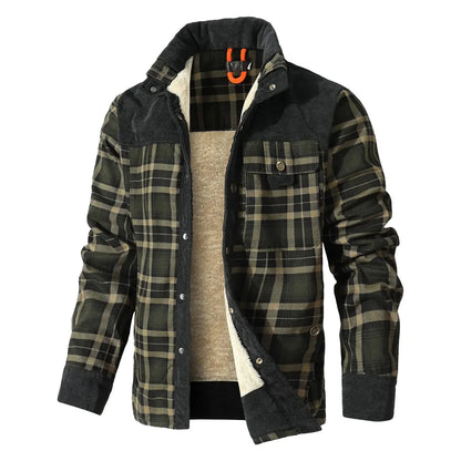 Men's Plaid Sherpa Jacket – Warm Winter Bomber Coat With Cozy Lining - ZOOMNSTORE