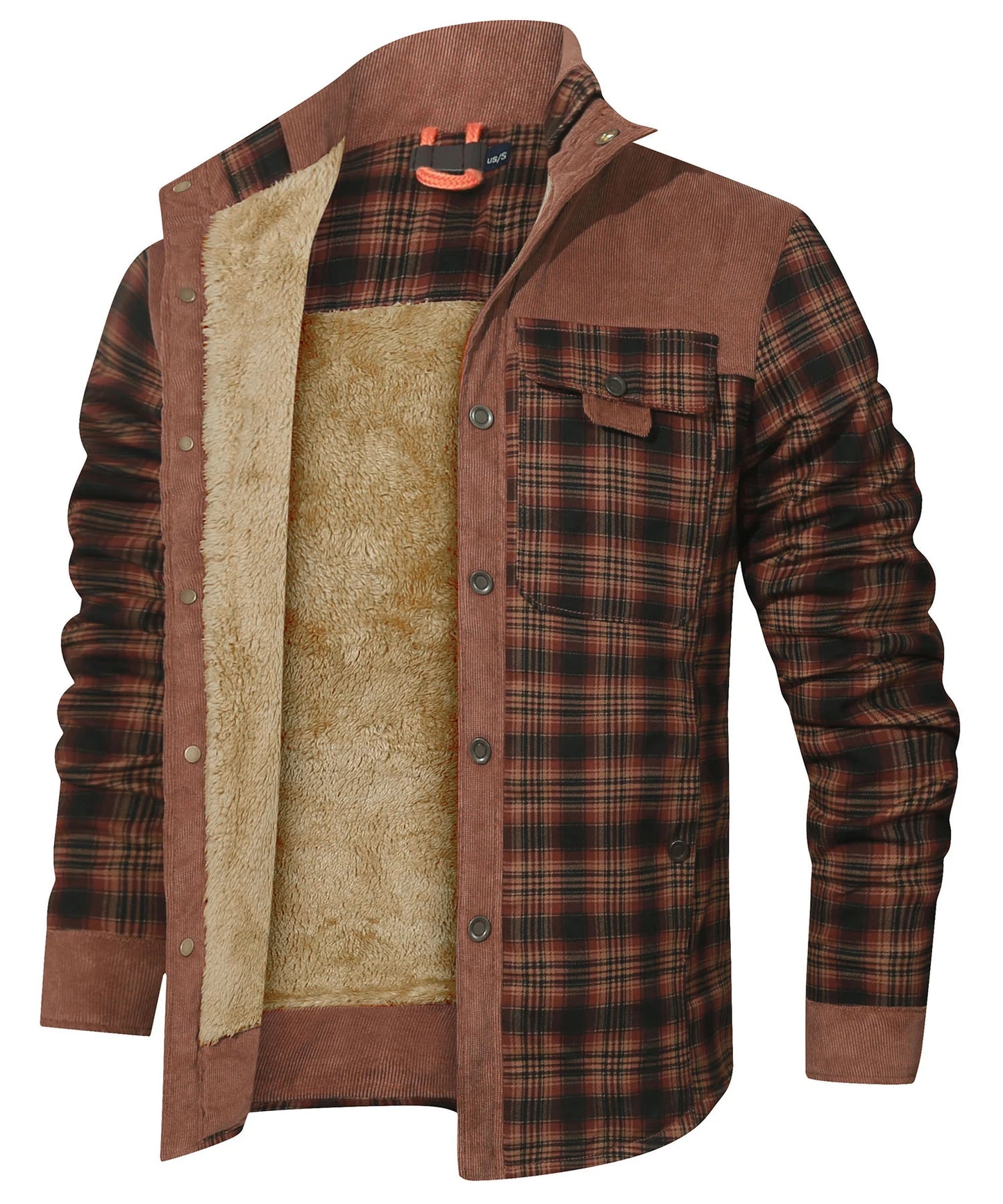 Men's Plaid Sherpa Jacket – Warm Winter Bomber Coat With Cozy Lining - ZOOMNSTORE