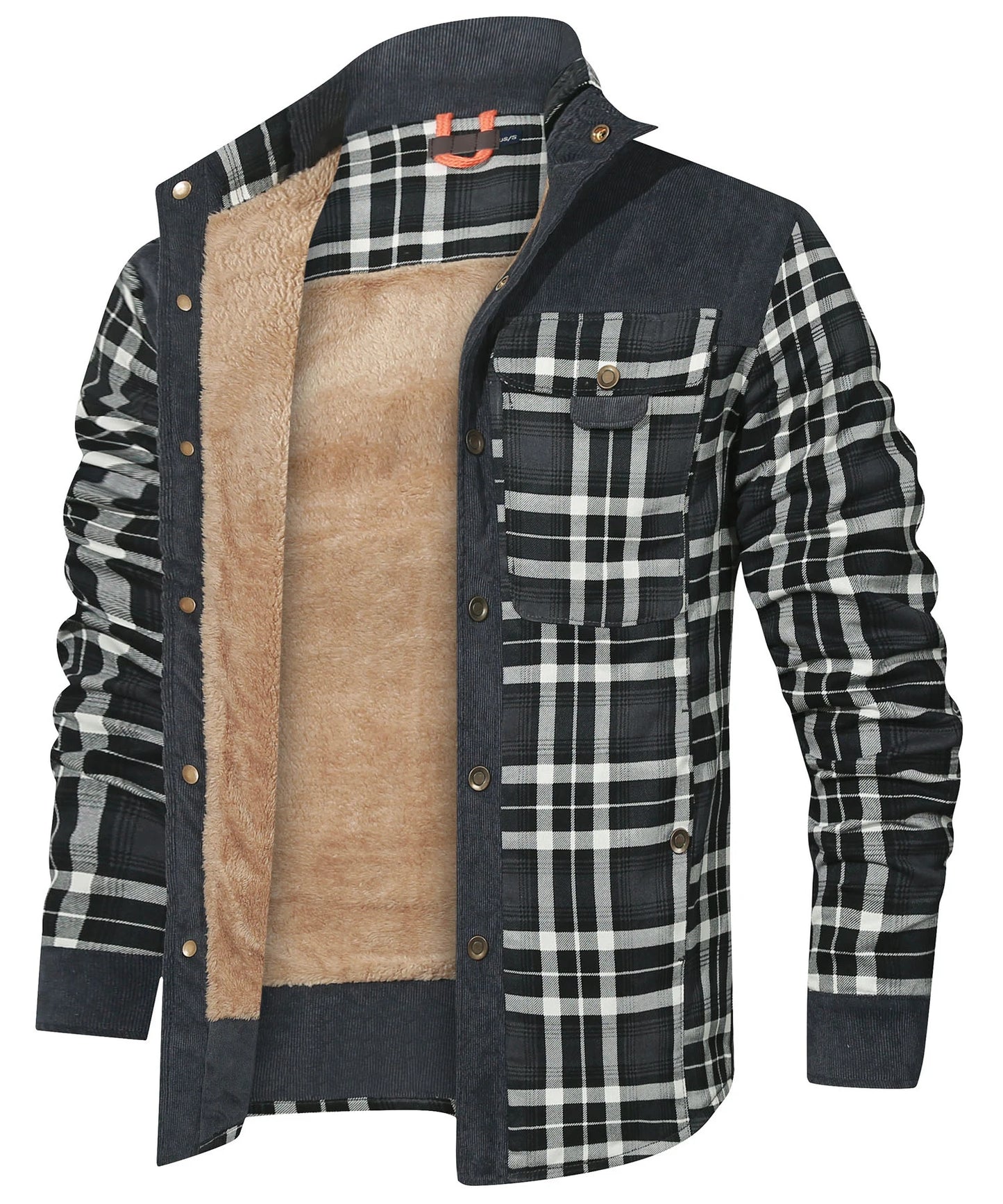 Men's Plaid Sherpa Jacket – Warm Winter Bomber Coat With Cozy Lining - ZOOMNSTORE