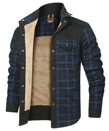 Men's Plaid Sherpa Jacket – Warm Winter Bomber Coat With Cozy Lining - ZOOMNSTORE