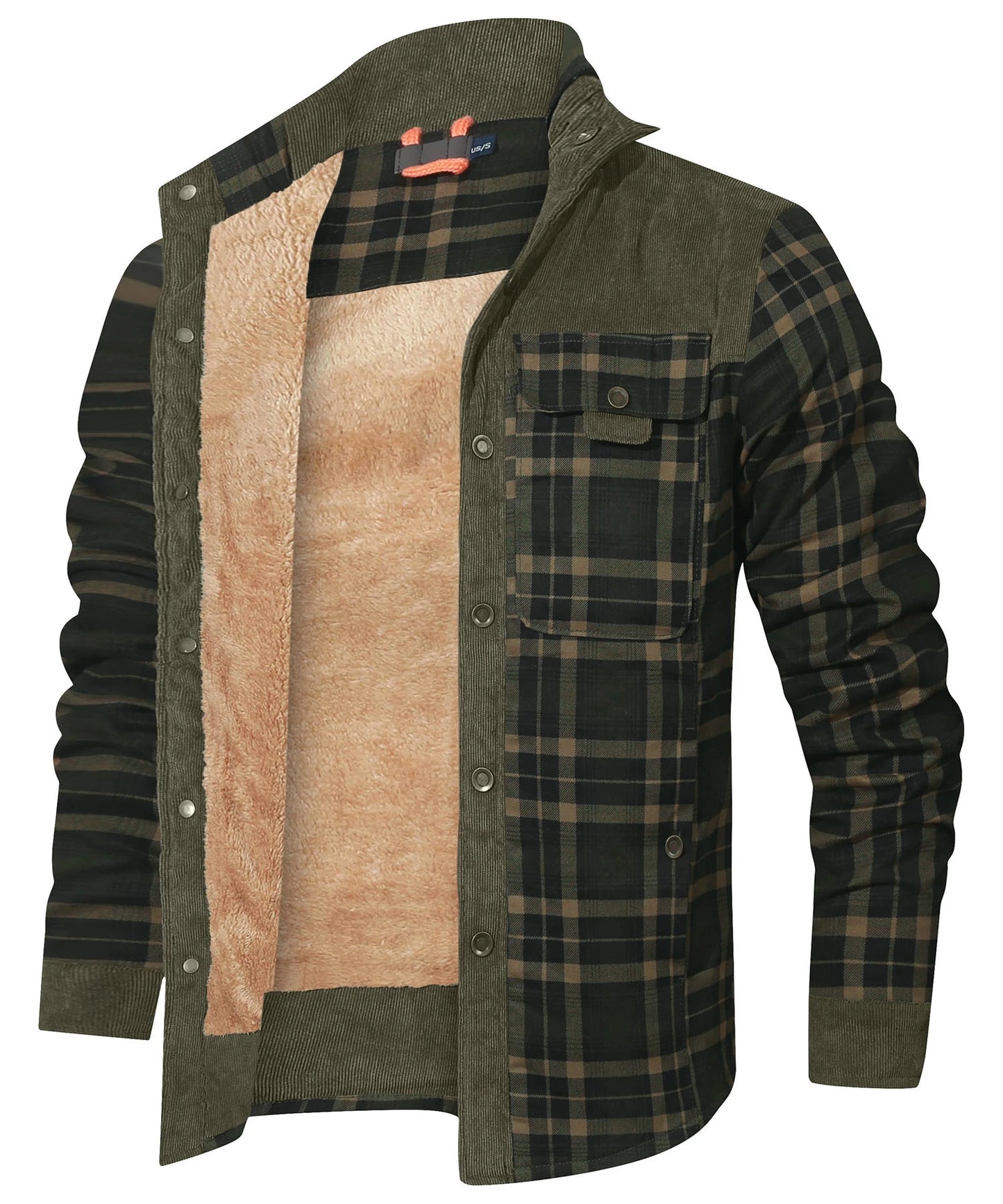 Men's Plaid Sherpa Jacket – Warm Winter Bomber Coat With Cozy Lining - ZOOMNSTORE