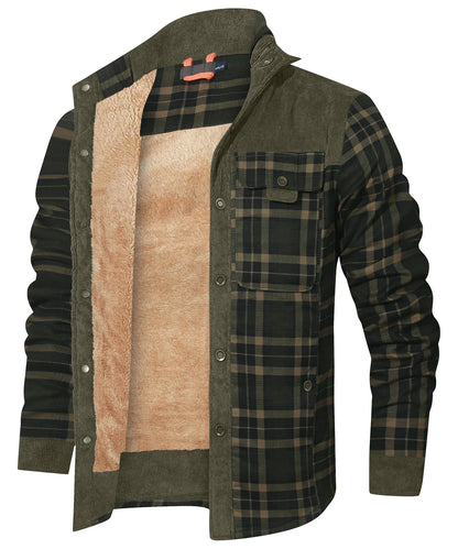 Men's Plaid Sherpa Jacket – Warm Winter Bomber Coat With Cozy Lining - ZOOMNSTORE