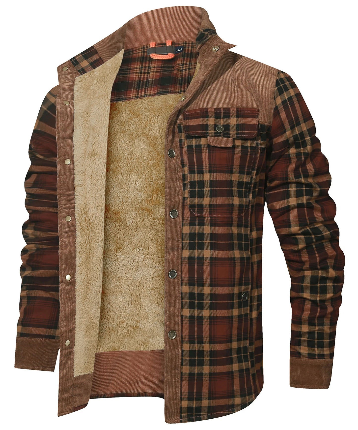 Men's Plaid Sherpa Jacket – Warm Winter Bomber Coat With Cozy Lining - ZOOMNSTORE