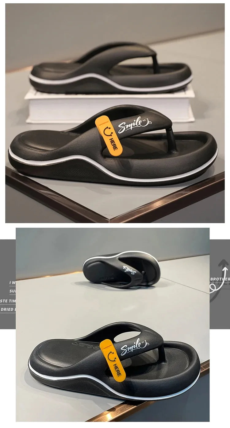 Mens Platform Flip Flops - Soft Sole EVA Outdoor Casual Slides - ZOOMNSTORE