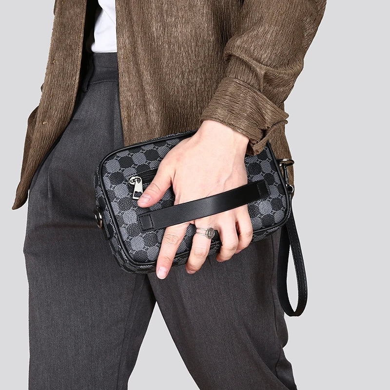 Men's Printed Handbag - Luxury Designer Multifunctional Shoulder Bag With Zipper Closure - ZOOMNSTORE