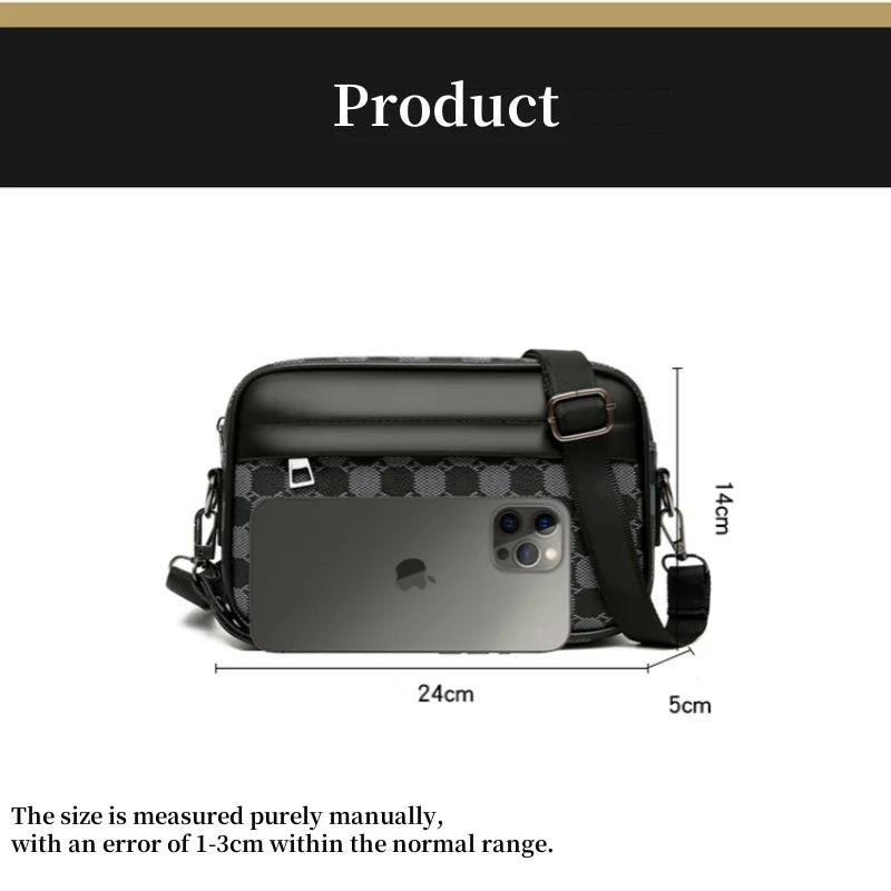 Men's Printed Handbag - Luxury Designer Multifunctional Shoulder Bag With Zipper Closure - ZOOMNSTORE