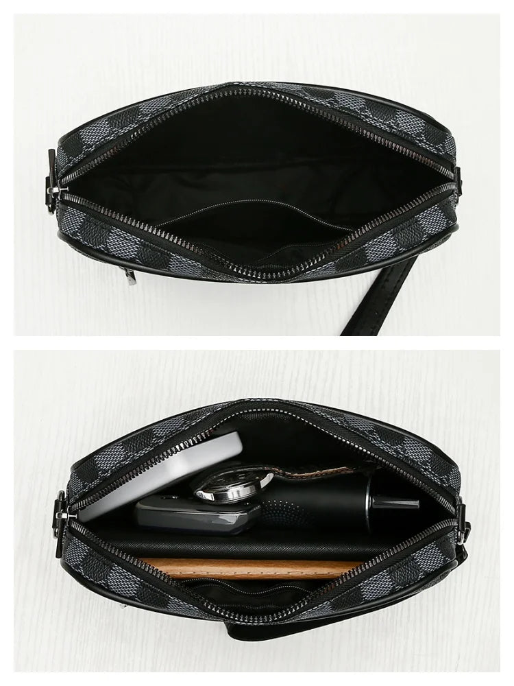 Men's Printed Handbag - Luxury Designer Multifunctional Shoulder Bag With Zipper Closure - ZOOMNSTORE