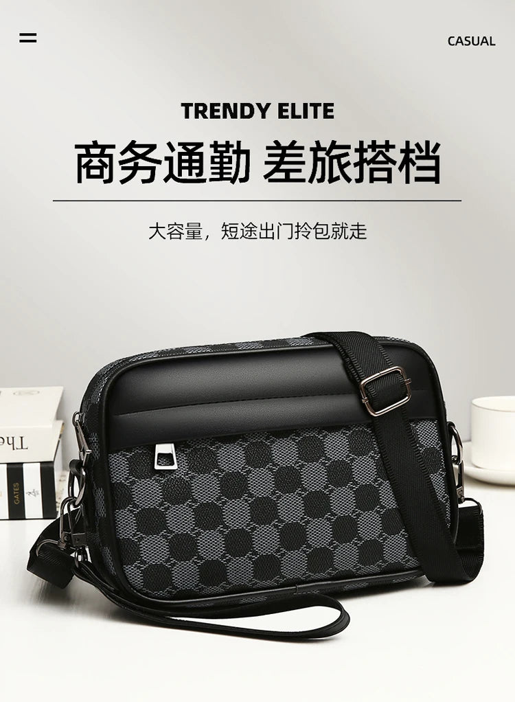 Men's Printed Handbag - Luxury Designer Multifunctional Shoulder Bag With Zipper Closure - ZOOMNSTORE