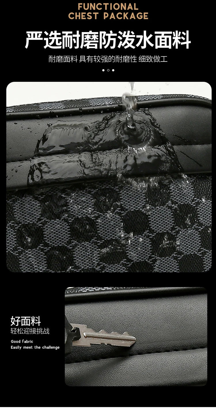 Men's Printed Handbag - Luxury Designer Multifunctional Shoulder Bag With Zipper Closure - ZOOMNSTORE