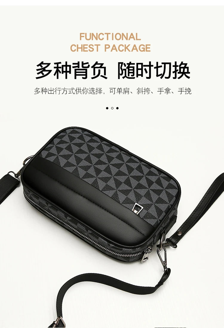 Men's Printed Handbag - Luxury Designer Multifunctional Shoulder Bag With Zipper Closure - ZOOMNSTORE