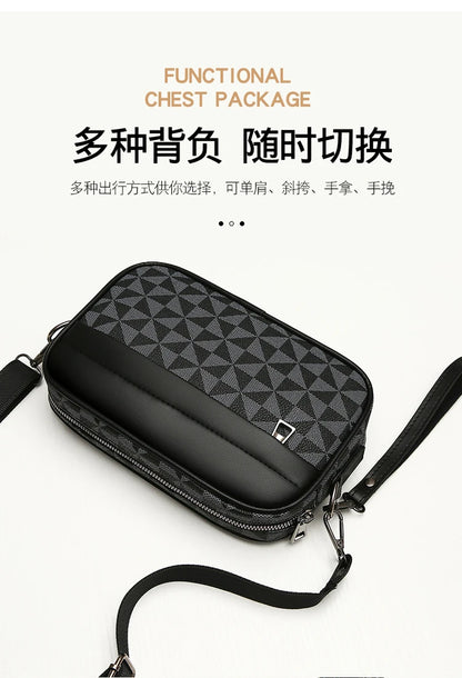 Men's Printed Handbag - Luxury Designer Multifunctional Shoulder Bag With Zipper Closure - ZOOMNSTORE