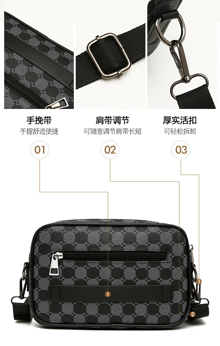 Men's Printed Handbag - Luxury Designer Multifunctional Shoulder Bag With Zipper Closure - ZOOMNSTORE