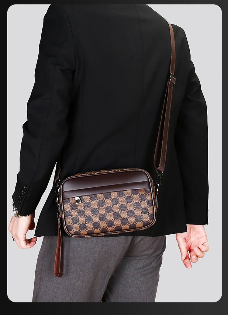 Men's Printed Handbag - Luxury Designer Multifunctional Shoulder Bag With Zipper Closure - ZOOMNSTORE