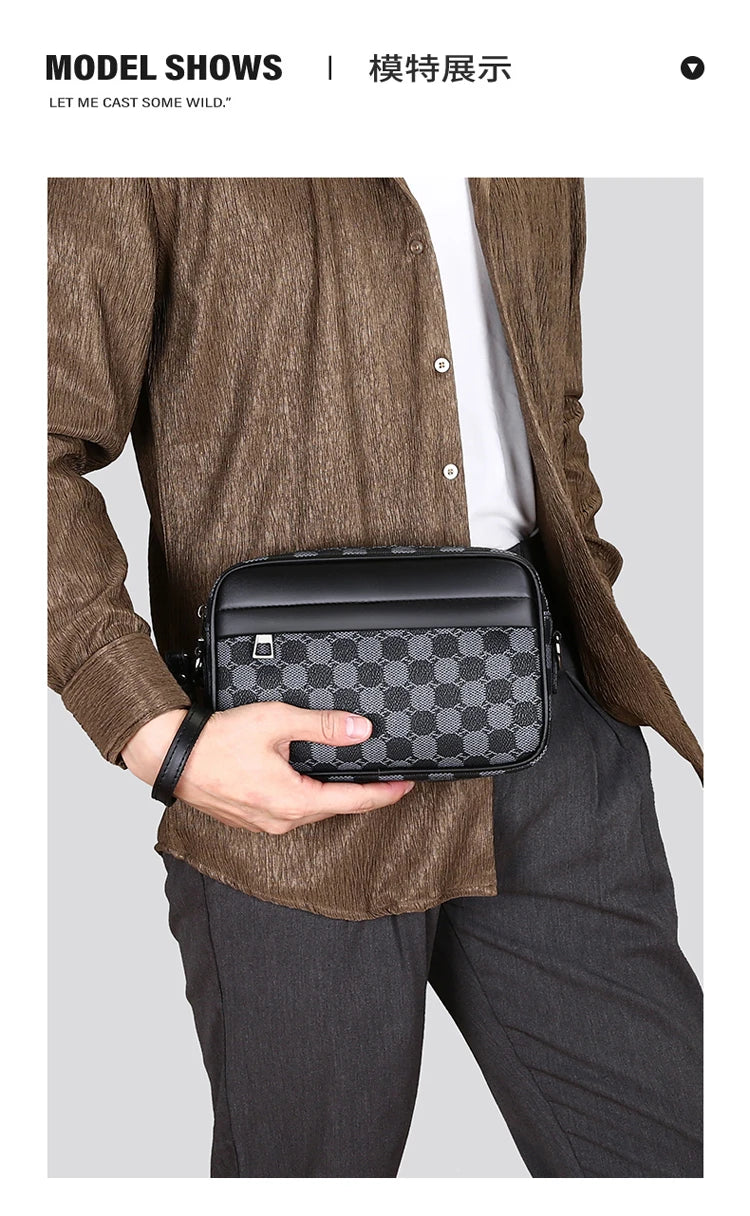 Men's Printed Handbag - Luxury Designer Multifunctional Shoulder Bag With Zipper Closure - ZOOMNSTORE