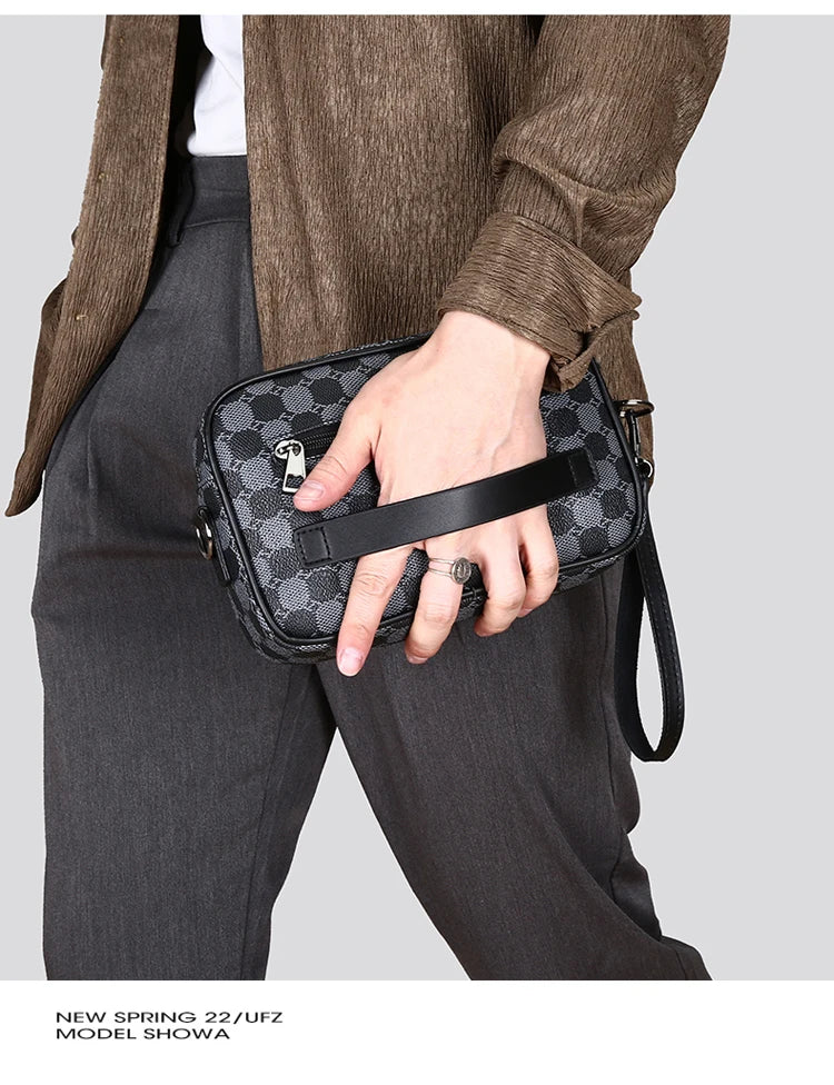 Men's Printed Handbag - Luxury Designer Multifunctional Shoulder Bag With Zipper Closure - ZOOMNSTORE