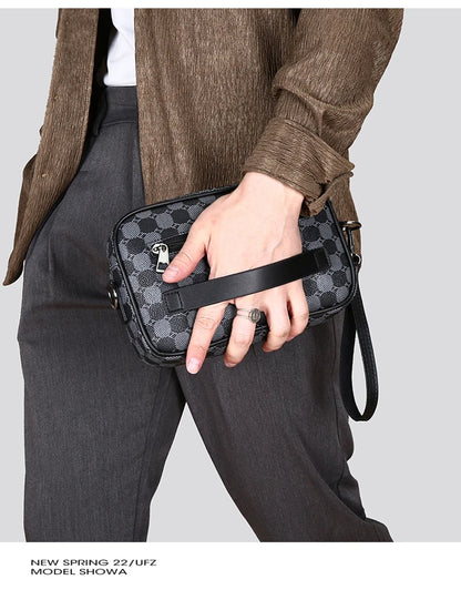 Men's Printed Handbag - Luxury Designer Multifunctional Shoulder Bag With Zipper Closure - ZOOMNSTORE