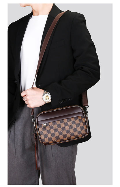 Men's Printed Handbag - Luxury Designer Multifunctional Shoulder Bag With Zipper Closure - ZOOMNSTORE