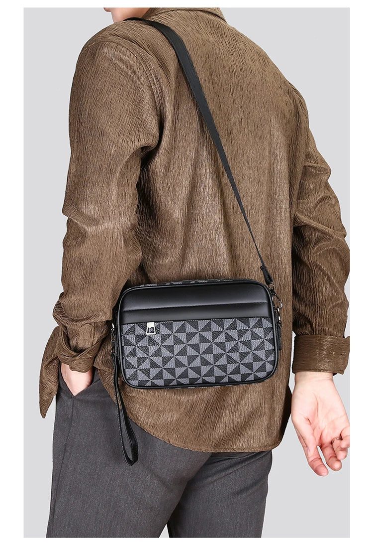 Men's Printed Handbag - Luxury Designer Multifunctional Shoulder Bag With Zipper Closure - ZOOMNSTORE