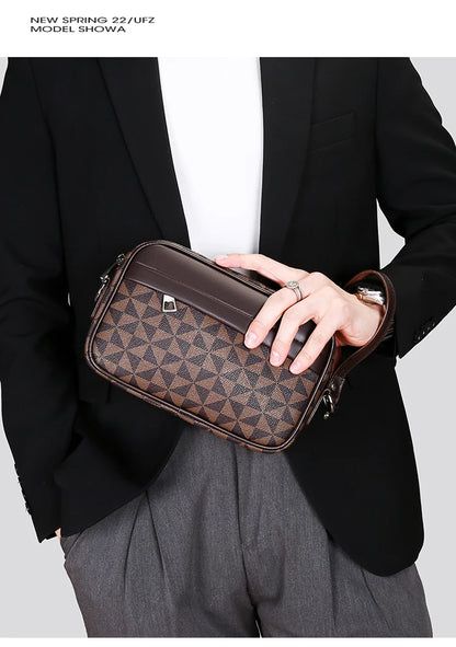 Men's Printed Handbag - Luxury Designer Multifunctional Shoulder Bag With Zipper Closure - ZOOMNSTORE