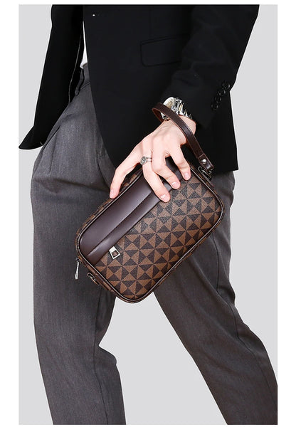 Men's Printed Handbag - Luxury Designer Multifunctional Shoulder Bag With Zipper Closure - ZOOMNSTORE