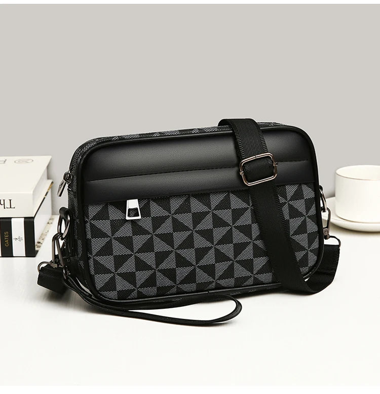 Men's Printed Handbag - Luxury Designer Multifunctional Shoulder Bag With Zipper Closure - ZOOMNSTORE