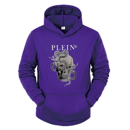 Men's Printed Hoodie - Warm Fleece Pullover Casual Sweatshirt Street Style - ZOOMNSTORE