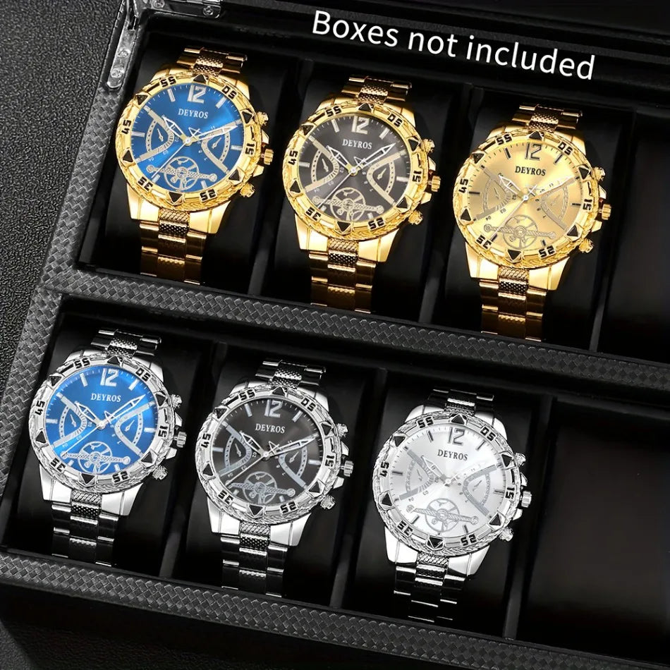 Men's Quartz Watch - Luxury Alloy Band Folding Clasp Fashion Wristwatches - ZOOMNSTORE