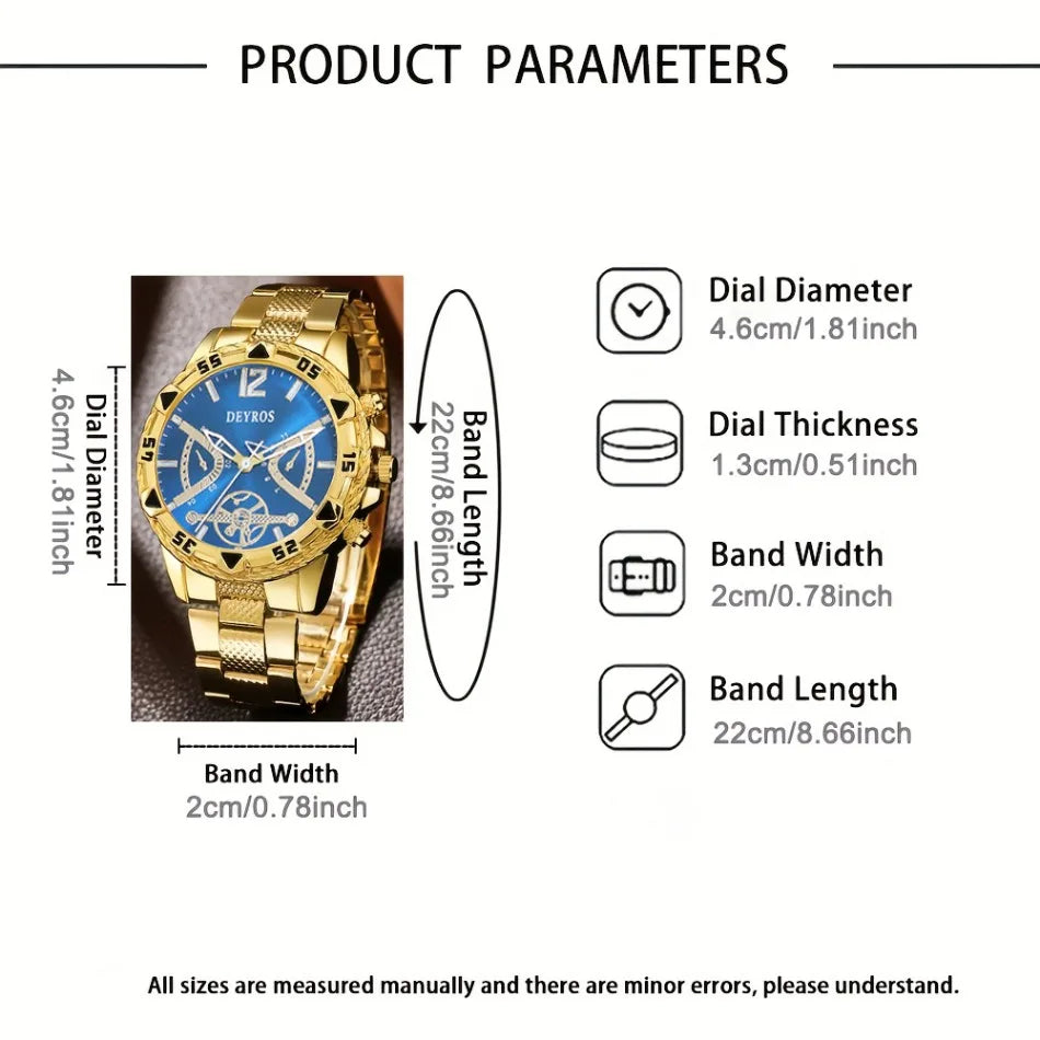 Men's Quartz Watch - Luxury Alloy Band Folding Clasp Fashion Wristwatches - ZOOMNSTORE