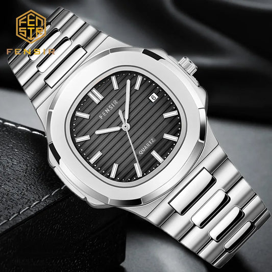 Men's Quartz Watch - Square Calendar Fashion Casual Watch with Alloy Band - ZOOMNSTORE